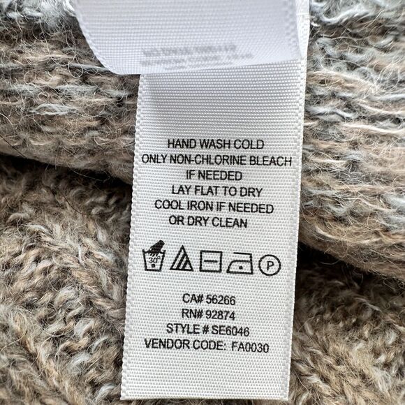 Splendid Snowfall Turtleneck Poncho in Warm Sand Multi Large Y2K - Picture 8 of 9